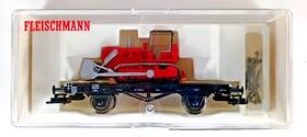 2-achser Fleischmann 5259-k 5259 K Flat Wagon With Bulldozer Gauge H0 Boxed. Germany