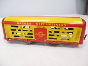 1350141 Hafner Streamline Stock Car Yellow Red Litho O Gauge X5878