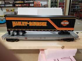 70-76031 Harley-davidson Mth Railking #1 Gauge Trailer On A Flat Car #70-76031 #2005 Nib