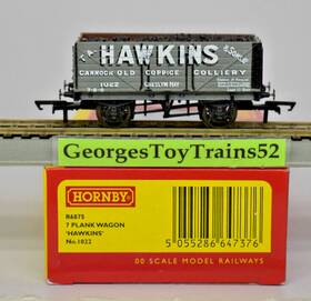 R6875 Hornby Oo Gauge 1 72.6 #1022 Hawkins Colliery 7 Plank Wagon With Coal Load