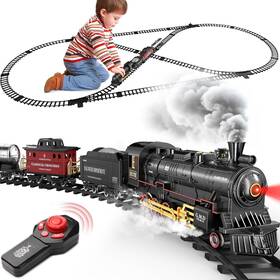 Hot Bee 313033352368 Train Set For Boys Alloy Remote Control Toys With Steam Locomotiv