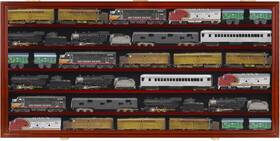 Inc. 744759907684 Ho Scale Model Train Display Case Lockable Collection Shelf Cabinet Mahogany