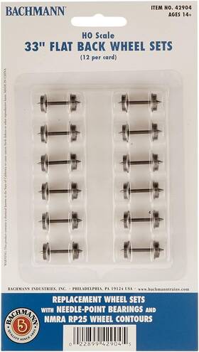 42904 Industries Inc. Trains 33 Inch Flat Back Wheel Sets 12 Per Card - Ho Scale