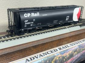 45115 Intermountain Cp Rail Inch Red Pac-man Wheat Cylindrical Covered 4 Bay Hopper Car- Ho Scale New
