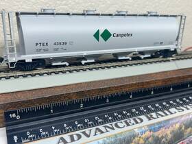 45214 Intermountain Canpotex Potash Fertilizer Cylindrical Covered 4 Bay Hopper Maple Logo Ho Scale