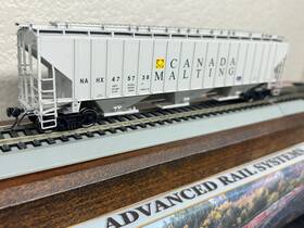 45328 Intermountain Canada Malting 4750 Cu Ft 18 Rib Sided Covered 3-bay Hopper Car- Ho Scale New