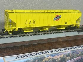 45359 Intermountain Chicago Northwestern Cylindrical Rib Side Covered 3-bay Hopper Car- Ho Scale New