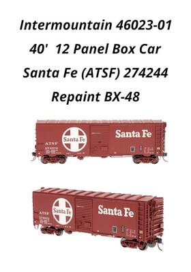 46023-01 Intermountain Ho Scale 40ft 12 Panel Boxcar Santa Fe Atsf 274244 46023-01 Intermountain Ho Scale 40ft 12 Panel Boxcar Santa Fe Atsf 274244