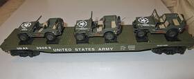 K-line 39066 K-line #39066 United States Army Flat Car With 3 Jeeps