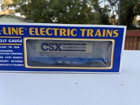 6613 K-line Csx Transportation Flatcar With Container O/027 Ga. Wks Lionel 1988