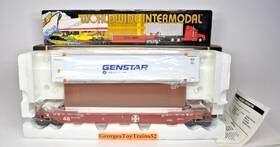 3-rail K-line K-7761 O #7761 Atsf Santa Fe Gunderson Dttx Car With 2 Containers