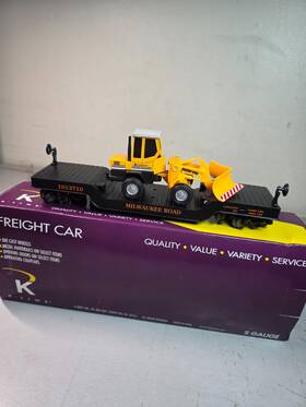 K511-021 K-line Milwaukee Road Flat Car With Loader Inch S Gauge Nib
