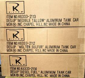 K6333-2112 K-line Union Pacific Aluminum Tank Car 3-pack O-scale 3-rail New K6333-2112 K-line Union Pacific Aluminum Tank Car 3-pack O-scale 3-rail New