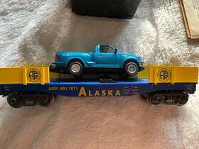 K661-1011 K-line Alaska Flat Car With Ft98 Pickup Truck And Painted Figures