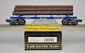 K663-1013 K-line 3-rail O #1013 Arr Alaska Die-cast Skeleton Log Car With Logs Nib