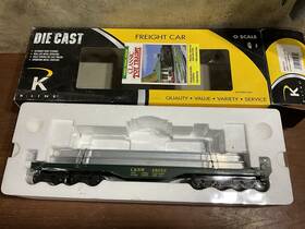 K693-1311 K-line Vintage 48053 C&nw O Scale Die Cast Flat Car With I-beam Load Nib