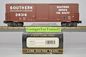 K765-2011 K-line 3-rail O Scale #28316 Sou Southern Railroad Modern Box Car Nib
