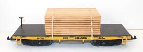1877-3 Kalamazoo Toy Trains G Scale Urio Grande Flat Car With Lumber Load Yellow Usa Made