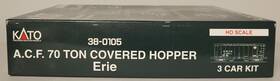 38-0105 Kato Ho Acf 70-ton Covered Hopper 3-car Kit Erie Unbuilt Nos