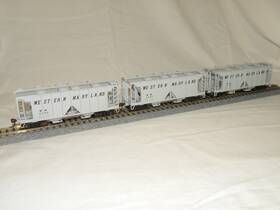 38-0206 Kato Ho Ac And F 70t Covered Hopper Wm Western Maryland 3 Car Set