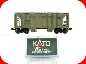 186-0109 Kato 77073 N Scale Cotton Belt Acf 2-bay Covered Hopper Ssw -