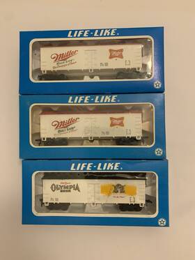 08521 Life-like 08524 Lot Of 3 Miller And Olympia Wood Sided Beer Reefers No. 08521 Life-like 08524 Lot Of 3 Miller And Olympia Wood Sided Beer Reefers No.