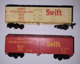 1020 Life-like 6714 Ho Scale 2- Swift Refrigerator Line 40ft Red And White Box Cars Srlx