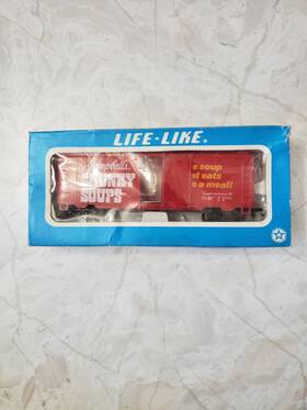 8428 Life-like Ho Scale Campbells Chunky Soup Train 1987 Vintage Boxed Red #8428