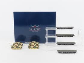 L240023 Liliput Ho Dr Deutsche Reichsbahn Flat Cars With Military Tanks Set Of 4