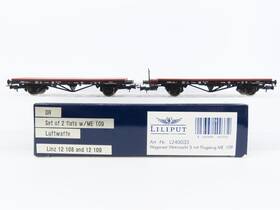 L240033 Liliput Ho Scale Dr German 2-unit Flat Cars With Me109 Aircraft Load
