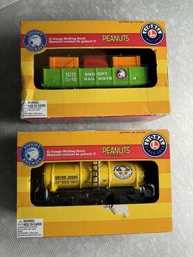 Lionel 023922115263 Peanuts Snoopy Railways 2014 G-guage Rolling Stock Gondola And Tank Car Lot