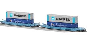 6-27702 Lionel 023922278043 Maersk Husky Stack 2 Car Set Pack O Scale Double Intermodal