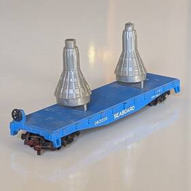 0813-200 Lionel Rare Vintage Ho Scale Seaboard Flatcar With 2 Mercury Capsules