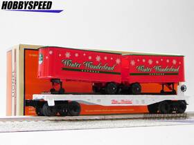 2528680 Lionel Winter Wonderland Flatcar With Piggyback Trailer O Gauge Train New