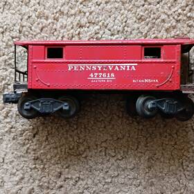 427618 Lionel O Gauge Pennsylvania Railroad Red Caboose Model Train Car