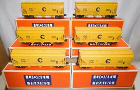 6-17100 Lionel 17105 To Chessie C&o Acf Hoppers Standard O Gauge 6 Car Train Set