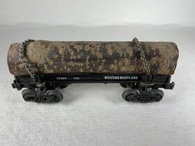 6-19495 Lionel Western Maryland Skeleton Log Car With Real Wood Ob 2001