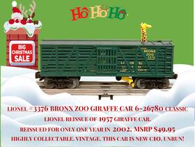 6-26780 Lionel 6-27680 Operating Giraffe Bronx Zoo Car New Installation Track Sections