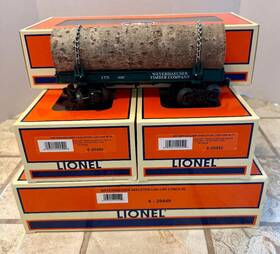 Lionel 6-29449 Weyerhaeuser Lumber Skeleton O Scale Log Cars Train 3 Pack #2 Set