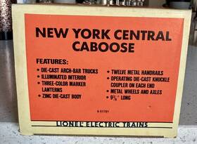 6-51701 Lionel O Gauge New York Central Caboose Nib