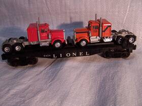 6-6424 Lionel Rare O Flatcar With Semi Tractors