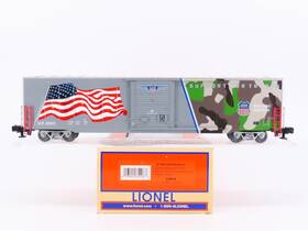 6-85408 Lionel O Gauge 3-rail Up Inch Flag 60ft Box Car #1943 With Illuminated Stars