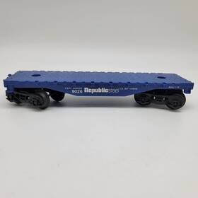 6-9026 Lionel O O27 Gauge #9026 Republic Steel Blue Flat Car