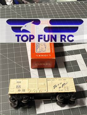 6014-335 Lionel Postwar White Frisco Boxcar Without Riginal Box