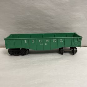 6142-100 Lionel #6142 Green Short Gondola 1963-1966 Postwar O Gauge