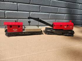6560-6119 Lionel Postwar 6560 Operating Crane And 6119 Dl&w Wreck Caboose Cars Ready To Run