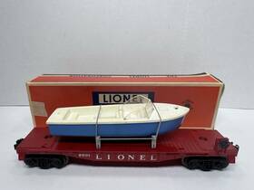 6801-75 Lionel Postwar Flat Car With Blue-hull Boat And Ob