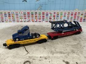 6818 Lionel 9020/6818 6818/9020 - Semi Truck Transporter Flat Freight Cars Set 027