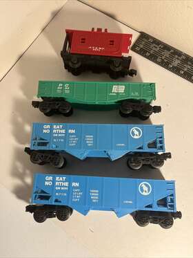 Gn9011 Lionel O-scale 2x Great Northern Hopper Pc 9033 At&sf 9071 Caboose- Lot 4