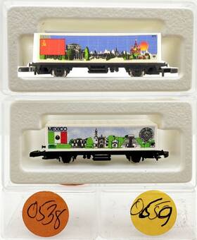 0659 M Rklin 0538 6 Marklin Z Scale M/m And 2 Collector Container Cars Box C8 0659 M Rklin 0538 6 Marklin Z Scale M/m And 2 Collector Container Cars Box C8